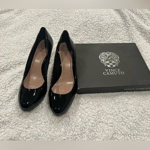 Black Platform Patten Leather Heels